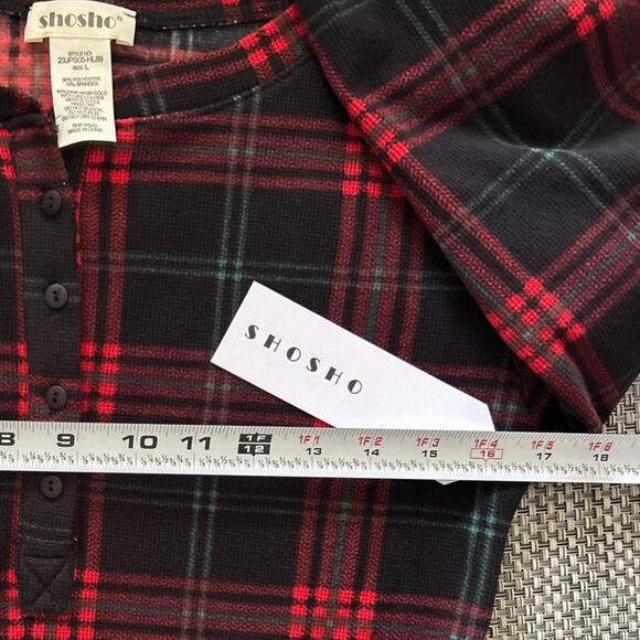 SHO SHO NWT Plaid Button Stretchy One Piece  Pajamas L - Picture 4 of 6